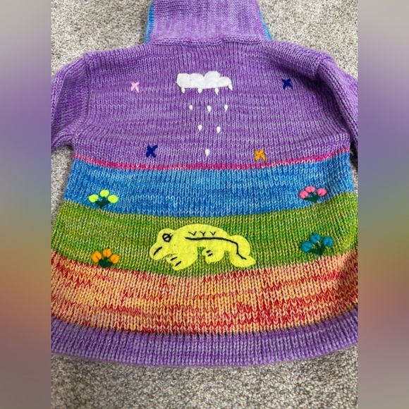 Mexicali Blues Peruvian Hand Knit zip up hooded sweater little girls acrylic - Picture 2 of 10
